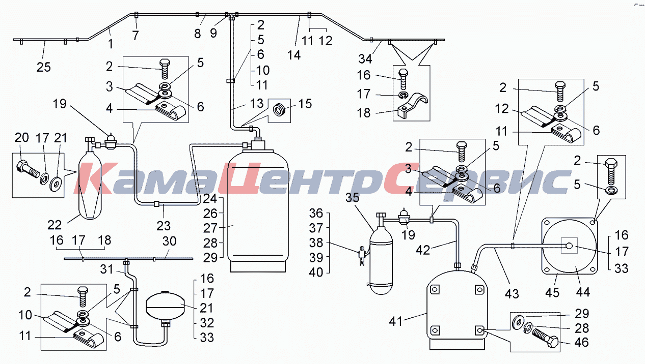 Запчасти для 75131 - Установка системы пожаротушения (-3910007-10);Mounting  of fire fighting system