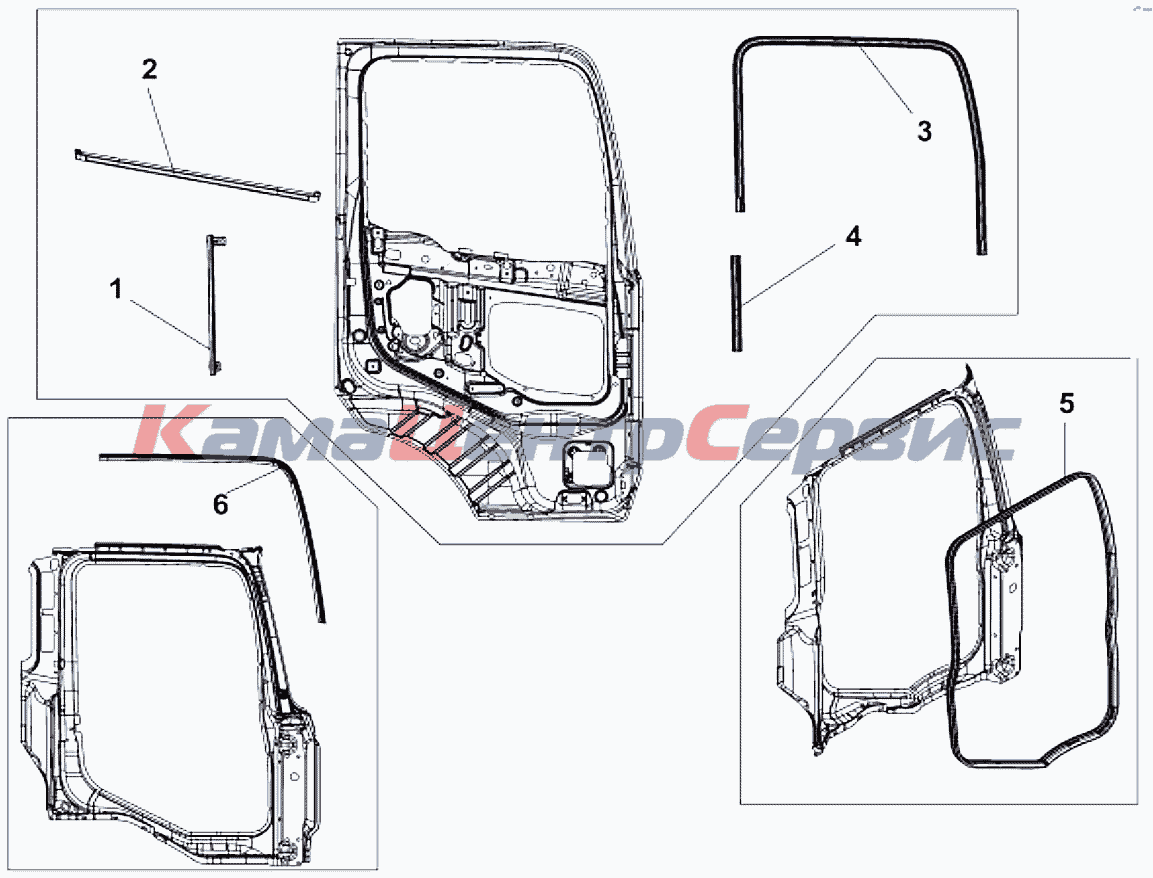 Запчасти для DFL-4251AXA Euro3 - 6107B-C0100 Уплотнители правой двери