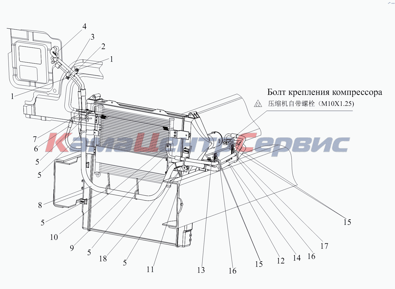 Запчасти для CA 3250 серии J6 - Трубопроводы подачи жидкого фреона