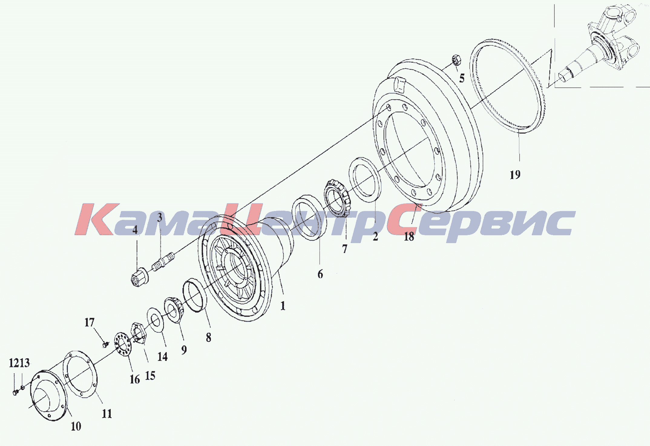 Запчасти для CA 3250 серии J6 - Ступица переднего колеса с тормозным  барабаном