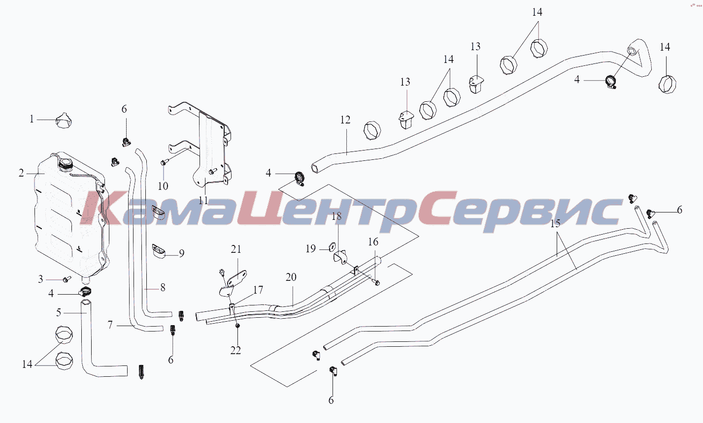 Запчасти для CA 4250 P66K24T1E - Expansion Tank, Filler Cap, Expansion Tank  Support, Lines