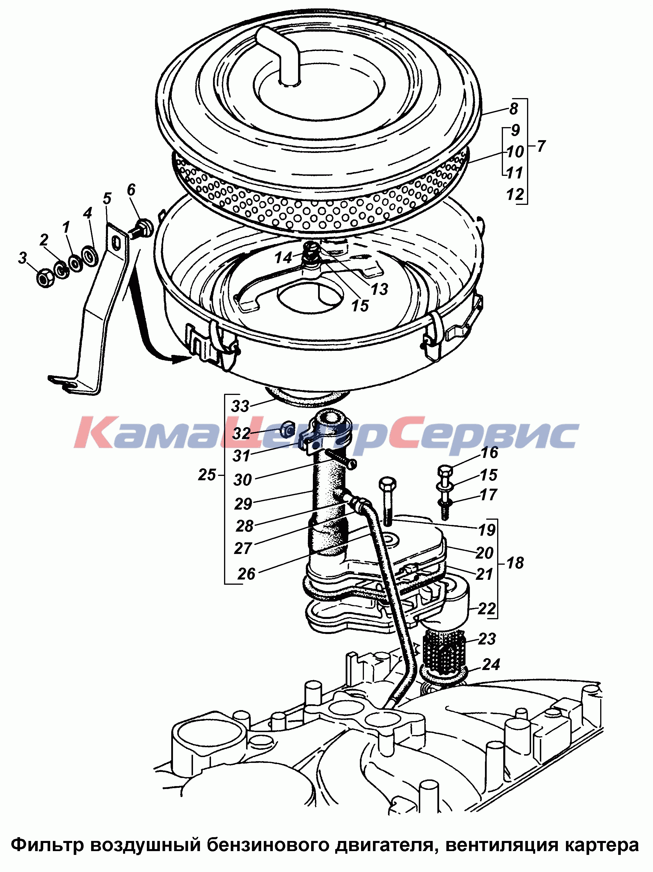 Запчасти для ГАЗ-3308 - Фильтр воздушный бензинового двигателя, вентиляция  картера