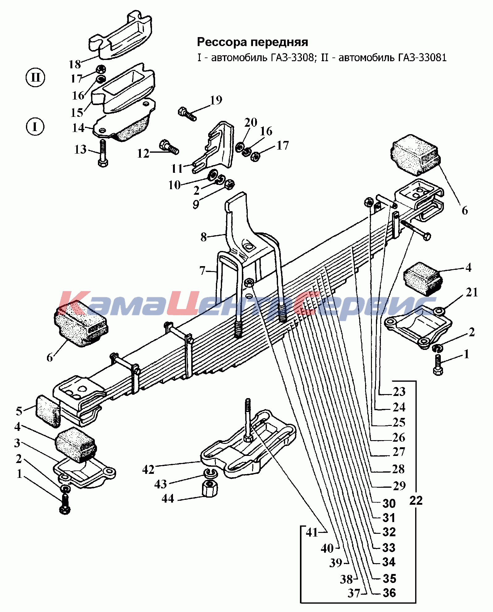 Запчасти для ГАЗ-3308 - Рессора передняя