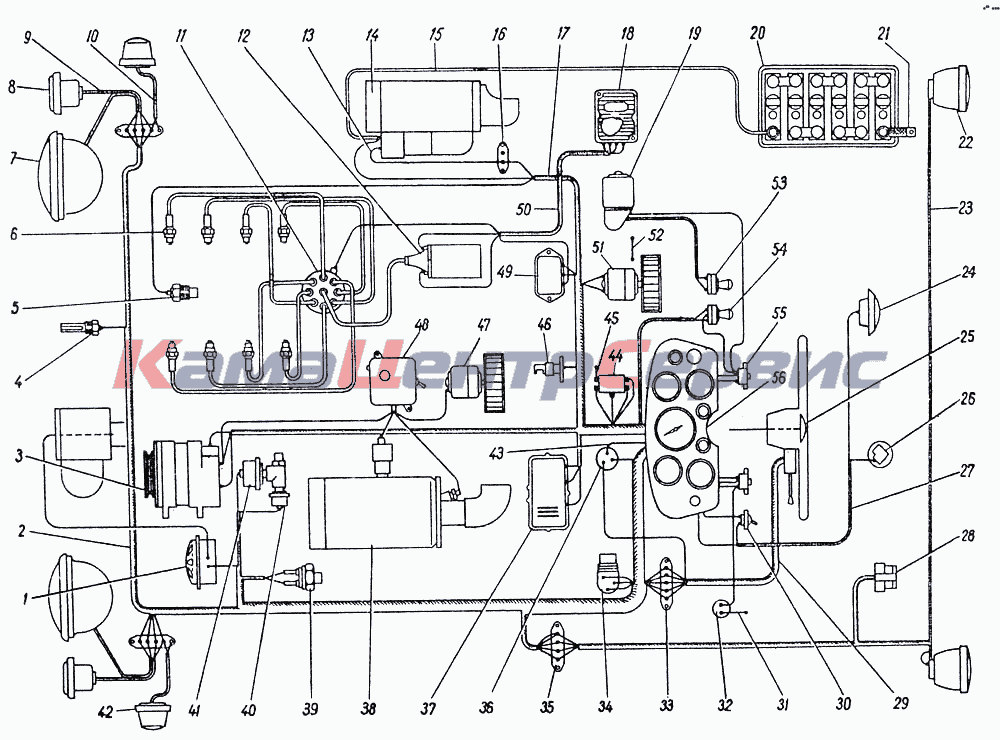 Схема электрооборудования на ГАЗ-52-02