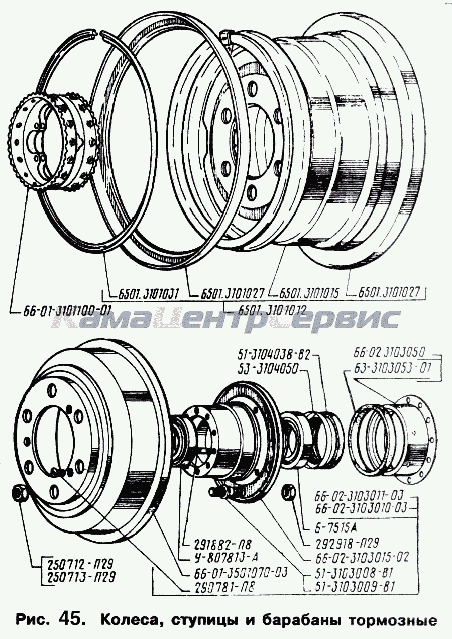 Запчасти для ГАЗ-66 (Каталог 1996 г.) - Колеса, ступицы и барабаны тормозные