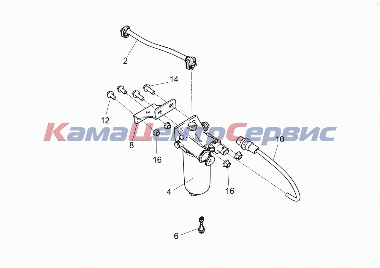 Запчасти для 4308-R4 - 5308-1105068-10 Установка фильтра грубой очистки  топлива