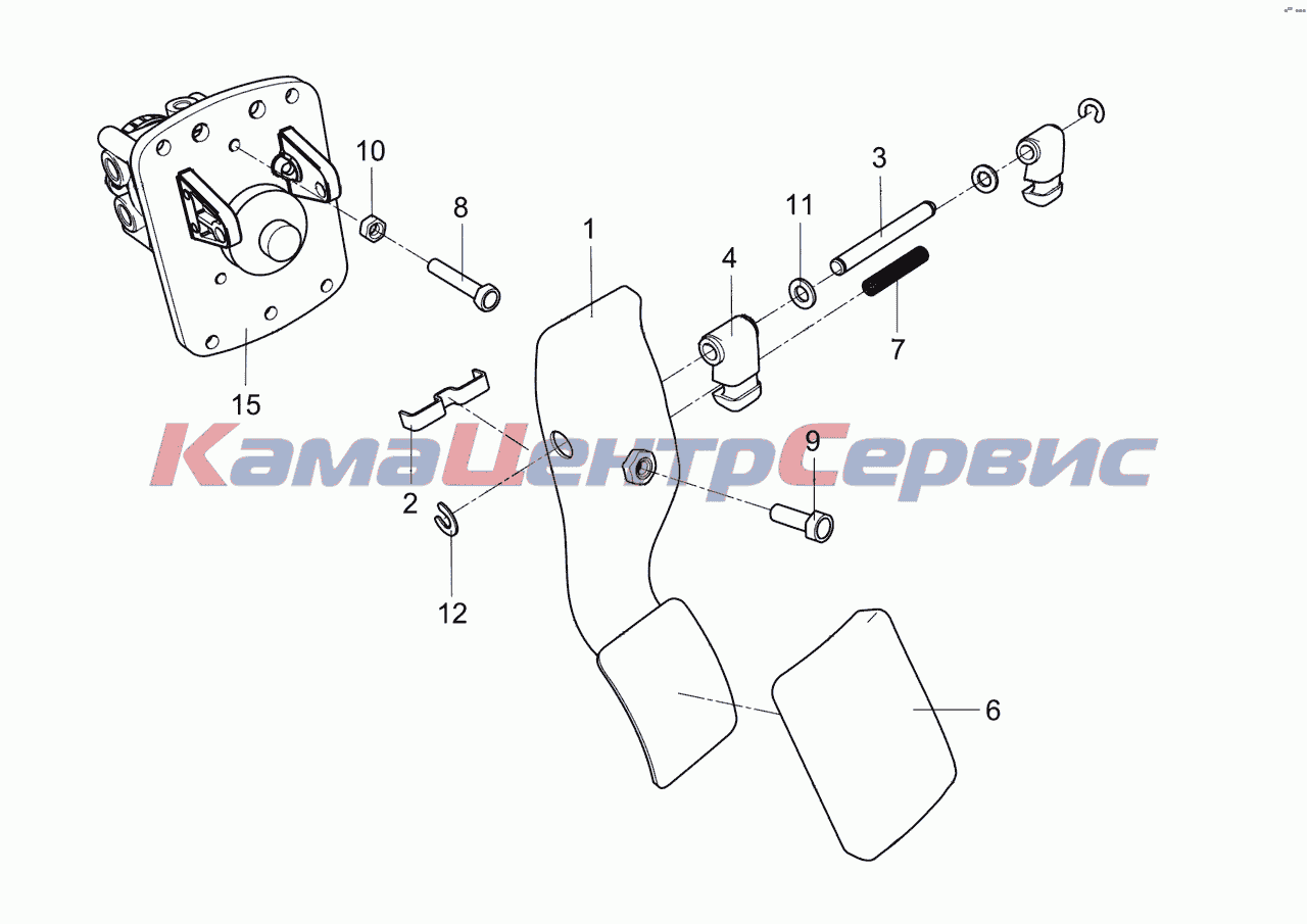 Запчасти для 4308-R4 - 3297-3514208 Кран тормозной двухсекционный с педалью