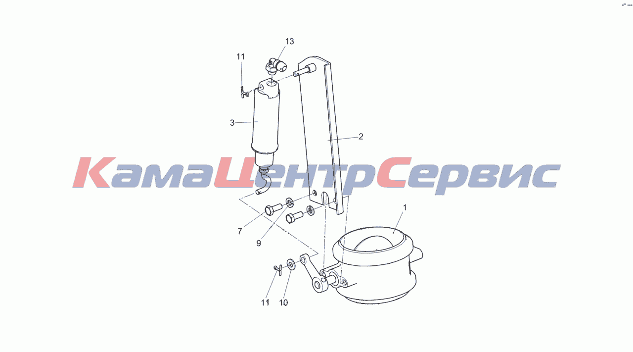 Запчасти для 4308-R4 - 5308-3570010 Корпус вспомогательного тормоза с  пневмоцилиндром