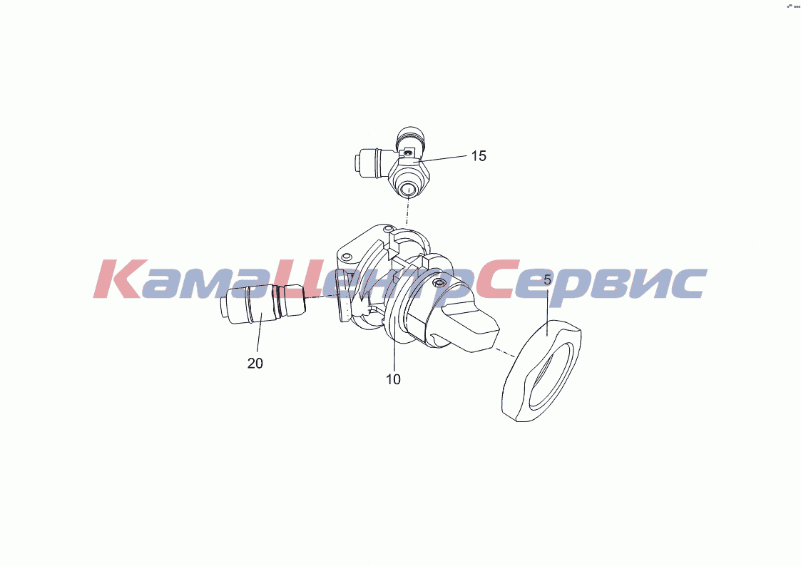 Запчасти для 4308-R4 - 5490-3534030-02 Кран регулировки рулевой колонки в  сборе с соединительной арматурой