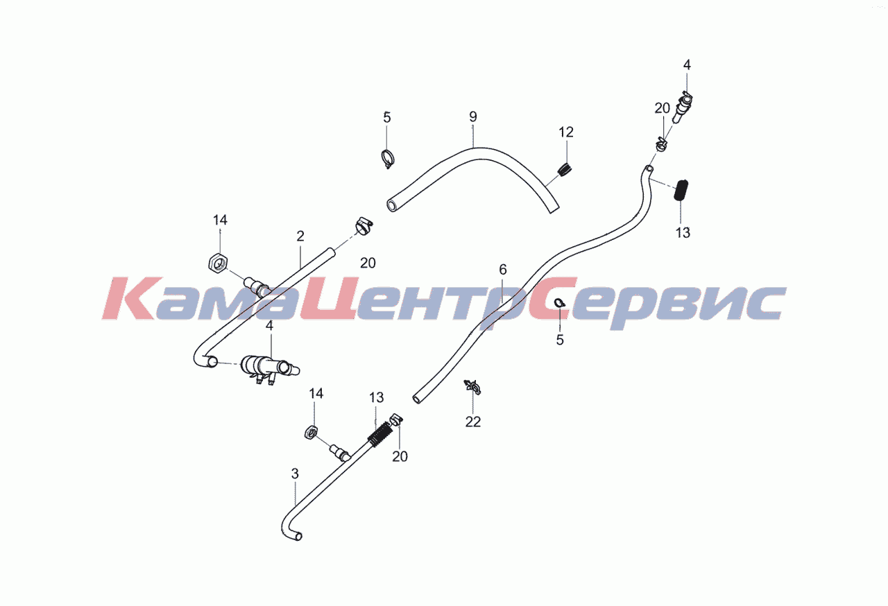 Запчасти для 4308-R4 - 5308-1015007 Установка тройников системы подогрева  двигателя