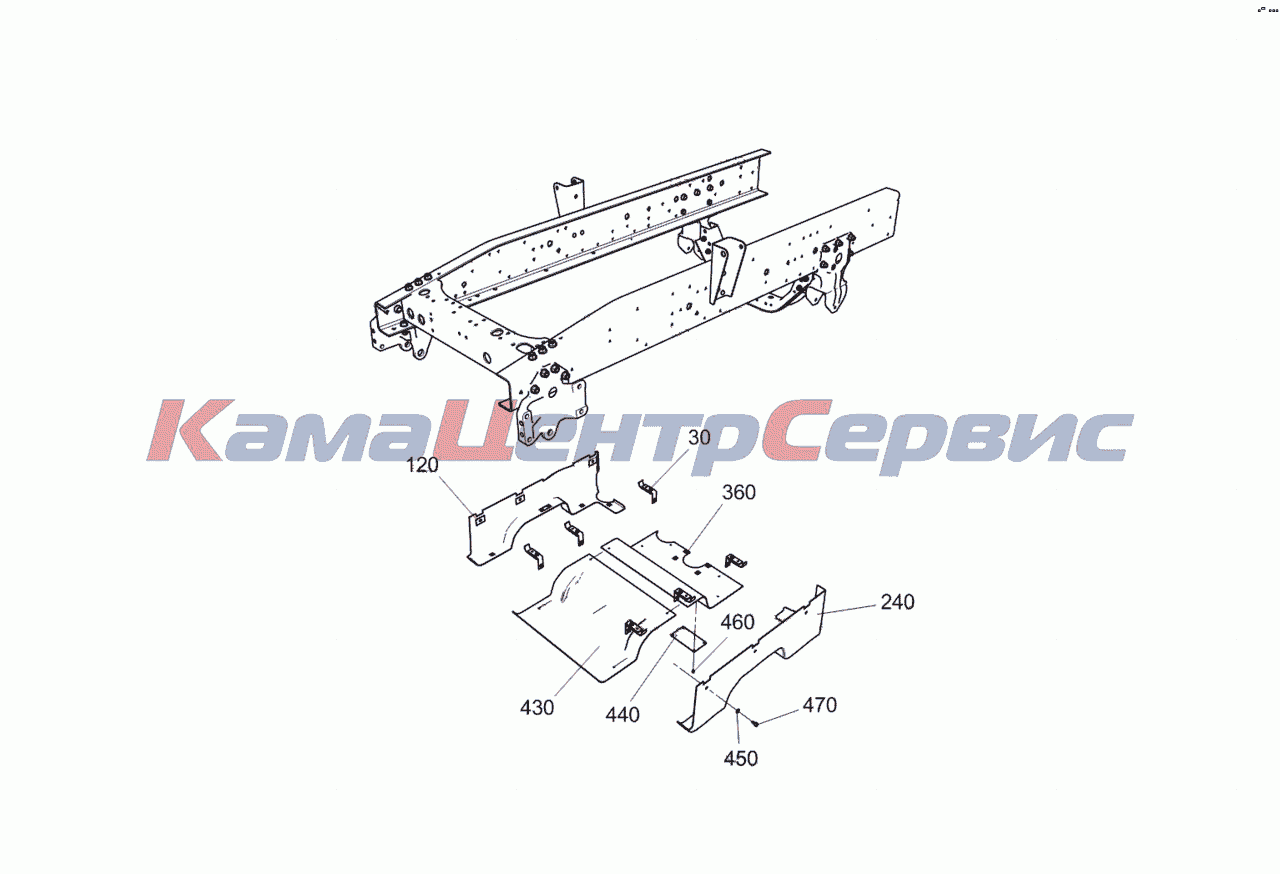 Запчасти для 4308-R4 - 5308-1080010-10 Капотирование нижнее моторного отсека