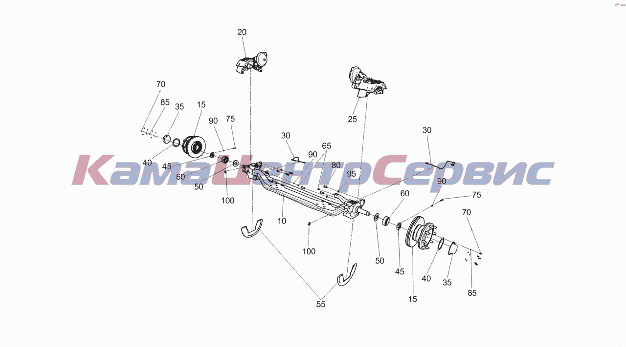 Запчасти для 4308-R4 - 4308-3000012-04 Ось передняя с тормозами