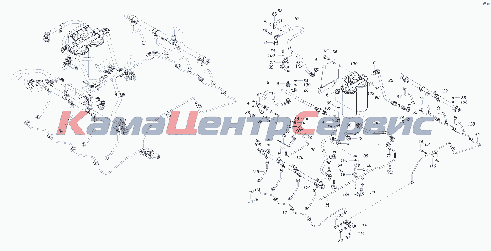 Запчасти для 43118 (Евро 4) - 740.70-1104000 Установка топливопроводов