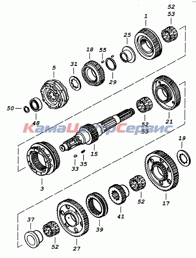 Первичный вал кпп камаз 154 схема