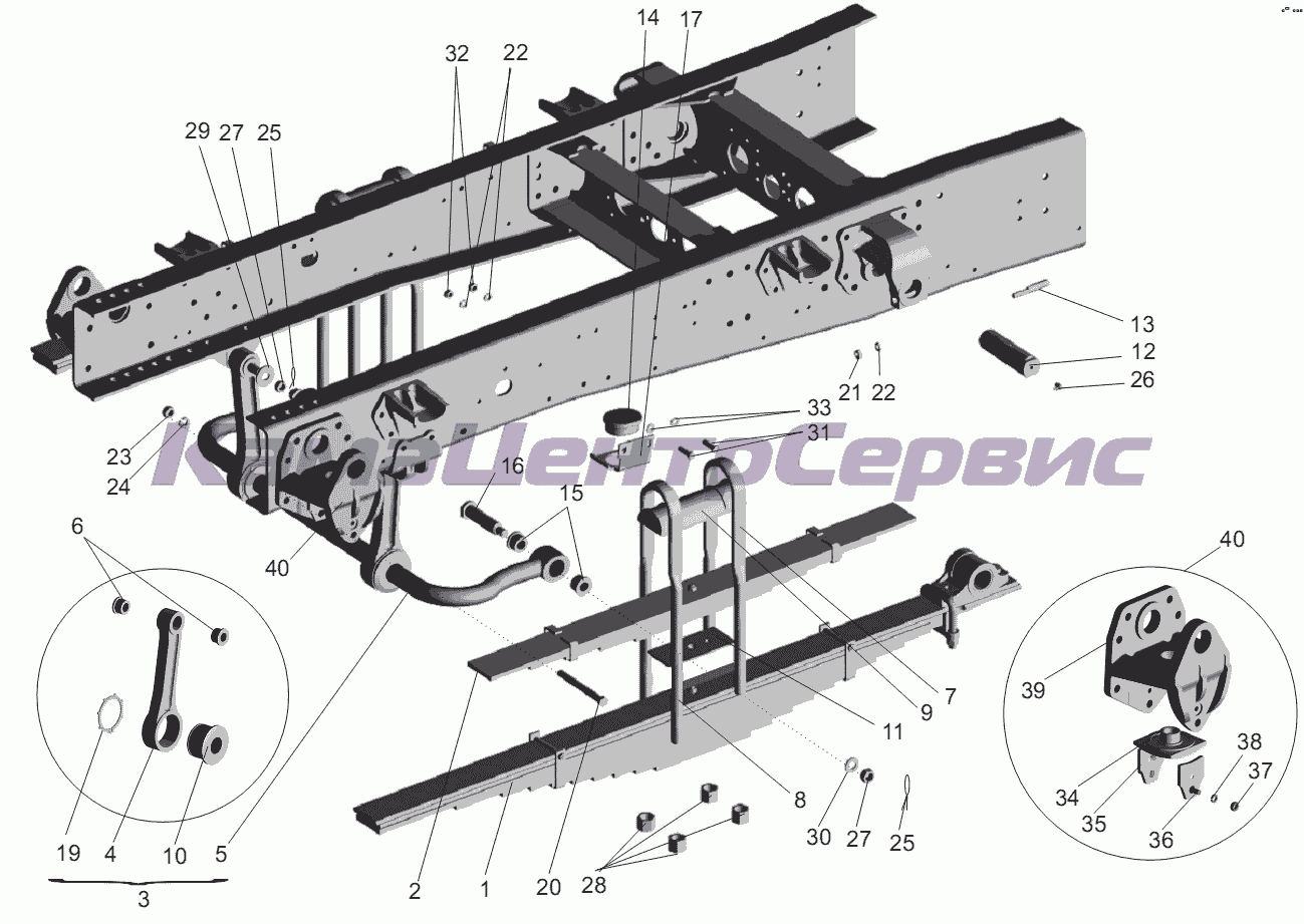 Запчасти для МАЗ-555102, 5551А2 - Подвеска задняя 5551-2900002-10