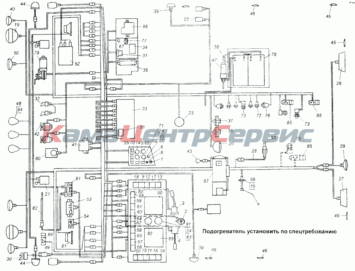 Запчасти для МАЗ-64226 - Схема электрооборудования