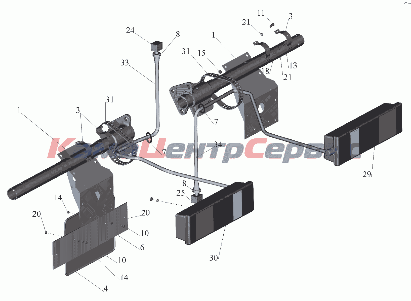 Запчасти для МАЗ-6430A8 (5440A8, 5440A5) - Установка задних фонарей  544008-3700009, (-700),643008-3700009