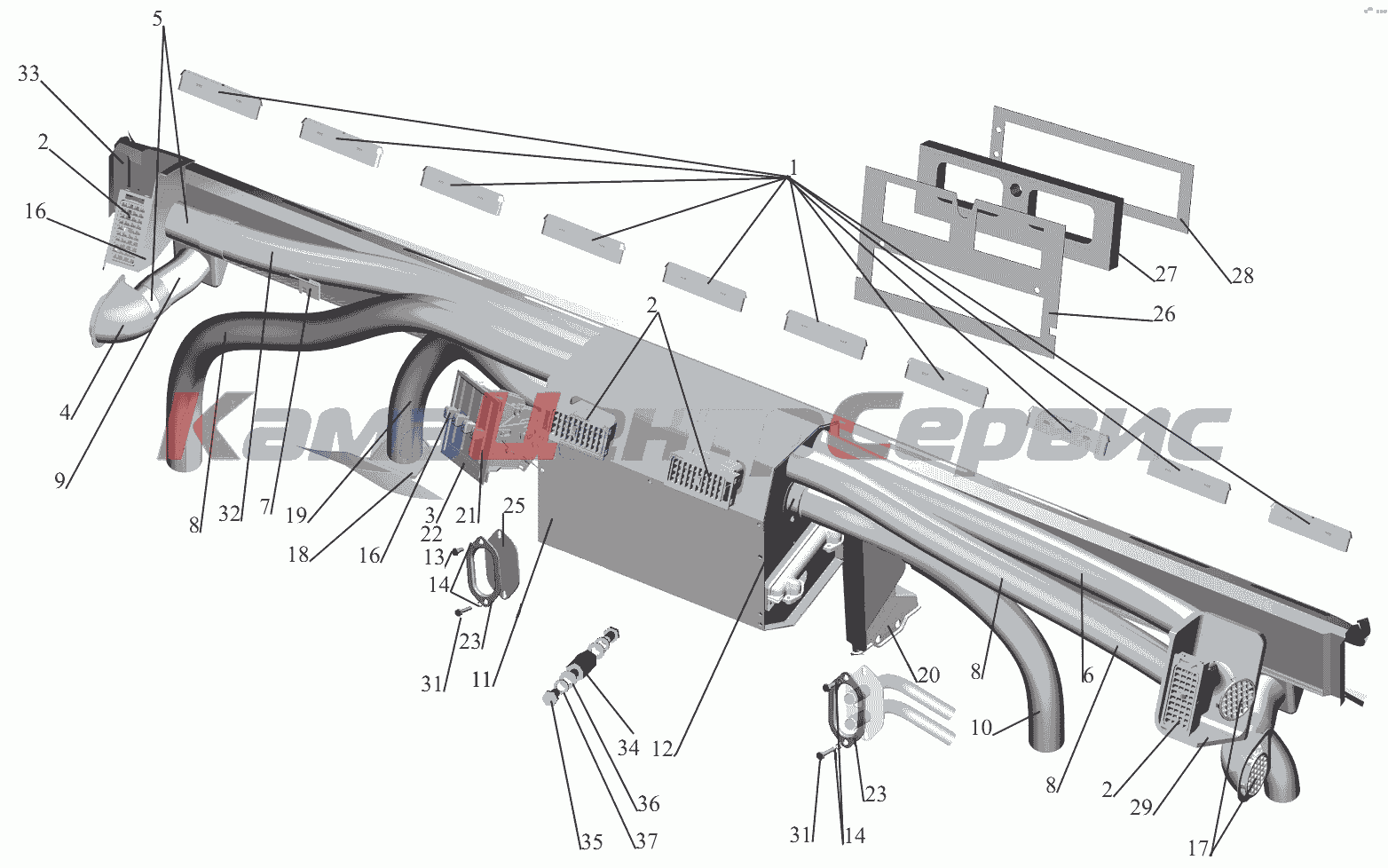 Запчасти для МАЗ-6430A8 (5440A8, 5440A5) - Установка отопителя 6430-8100001