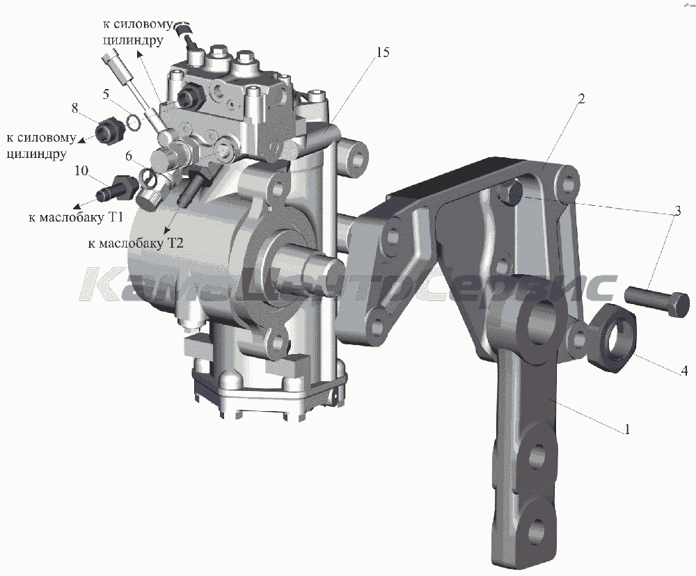 Запчасти для МАЗ-6516V8-520 (6516V8-540) - Рулевой механизм с кронштейном  6516V8-3400006-000