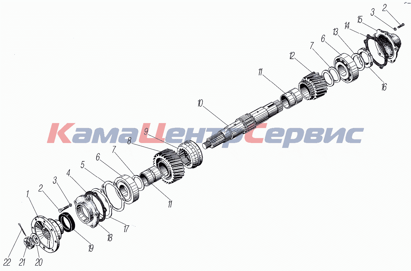 Запчасти для УРАЛ-4320-1951-58 - Первичный вал раздаточной коробки