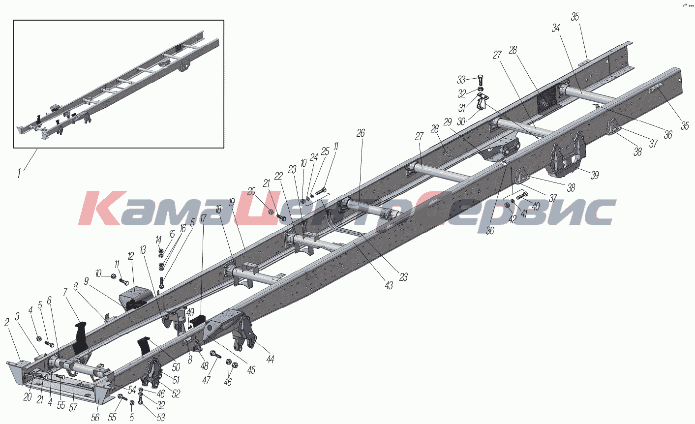 Запчасти для УРАЛ-4320-1151-59 - Рама на автомобили 4320-1951-58,  4320-0971-58