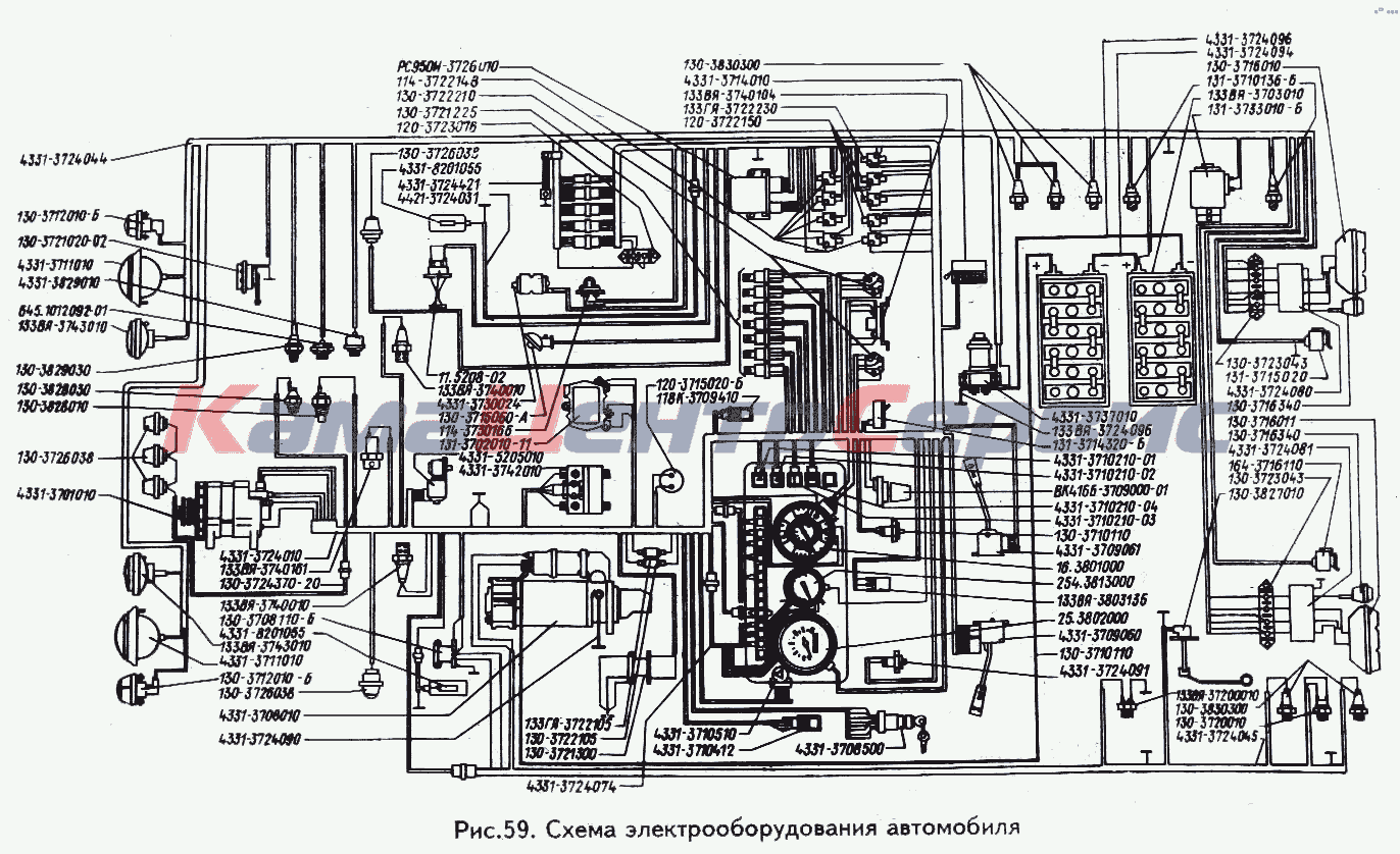 Запчасти для ЗИЛ-433100 - Схема электрооборудования автомобиля