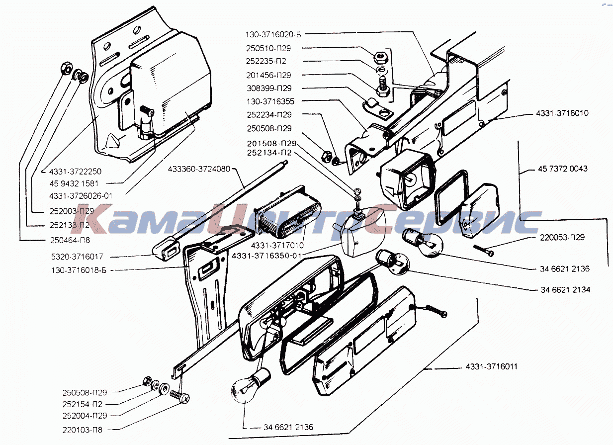 Запчасти для ЗИЛ-433110 - Задние фонари автомобилей ЗИЛ-433360, и ЗИЛ-494560