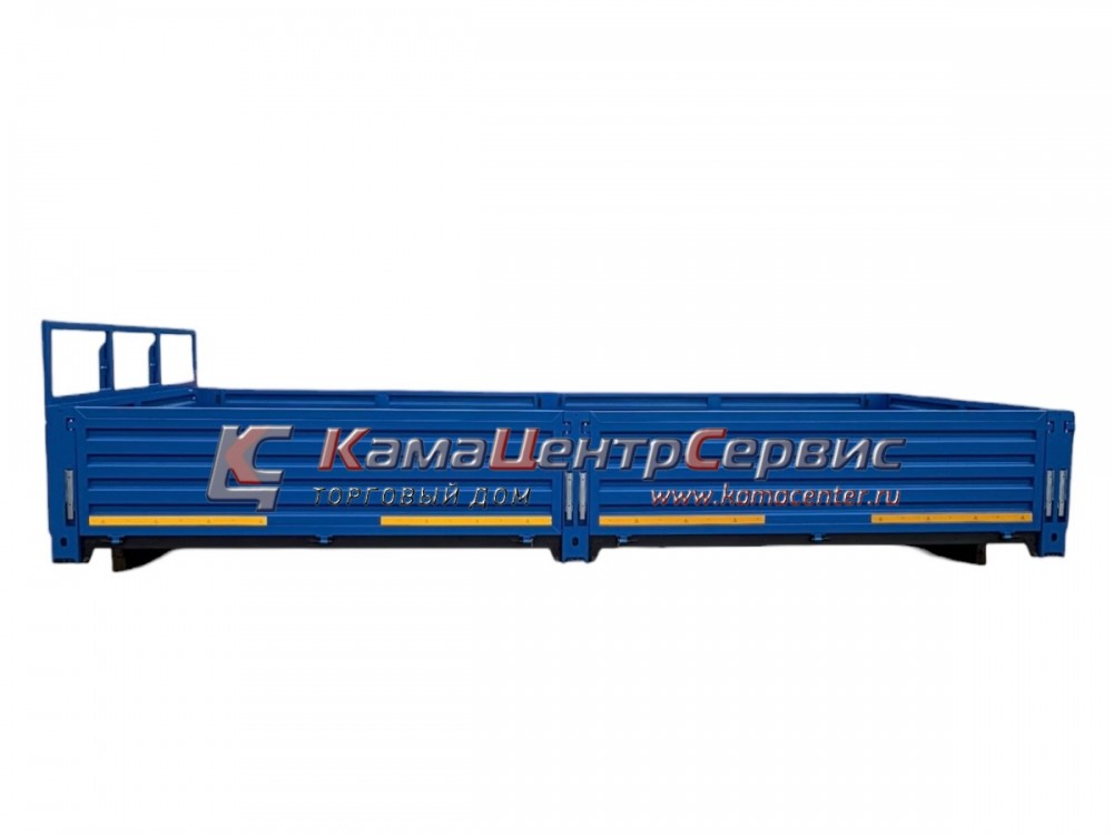 Платформа бортовая (6200х2500х750) под КМУ, 80х60 в сборе (Ящик, крылья метал,габаритные огни) синяя 53215-8500015