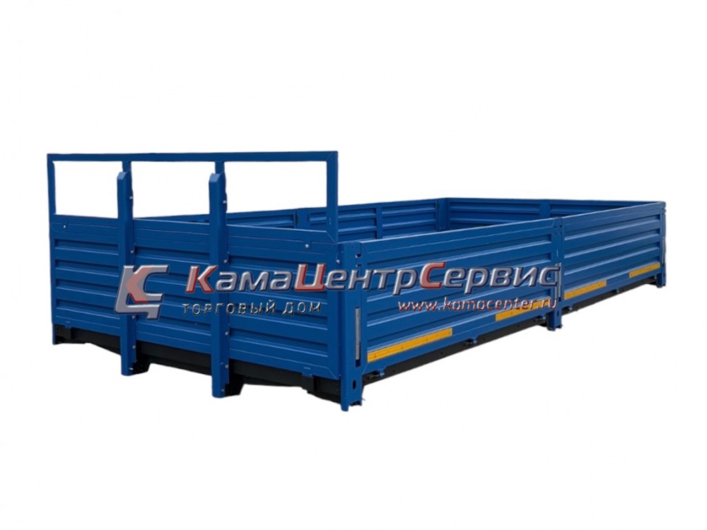 Платформа бортовая (6200х2500х750) под КМУ, 80х60 в сборе (Ящик, крылья метал,габаритные огни) синяя 53215-8500015