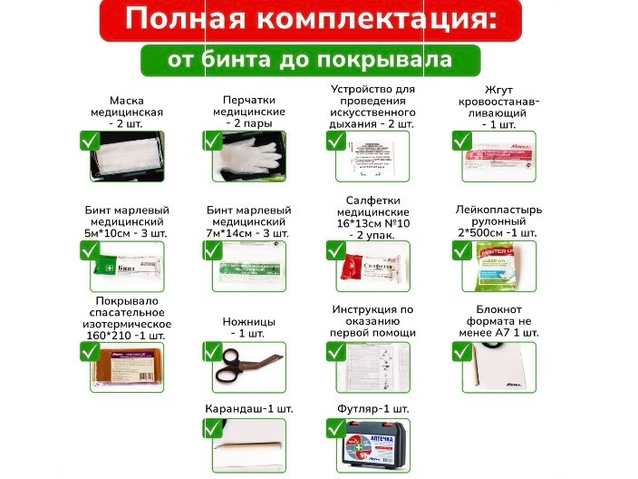 Аптечка первой помощи автомобильная от 24.05.2024 г. №260н 