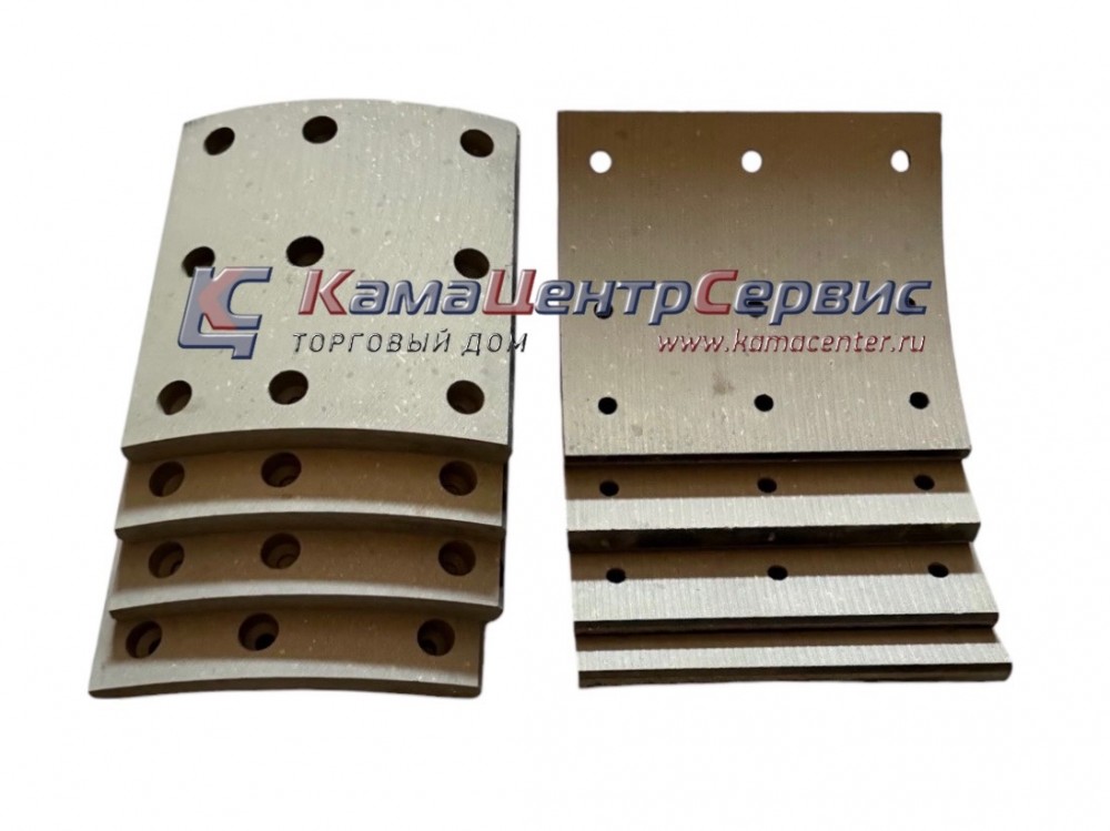 Р/к тормозных колодок 6520 (УКОРОЧ. 51/51 расточ. 8 накладок 9х9 отв. без заклепок) (ТИИР) 6520-3501105-51