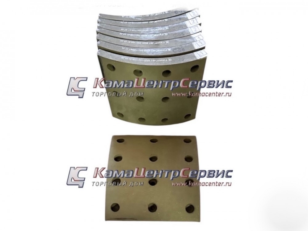 Р/к тормозных колодок 6520 (расточ. 8 накладок 12х12 отв. без заклепок) (ТИИР) 6520-3501105-41