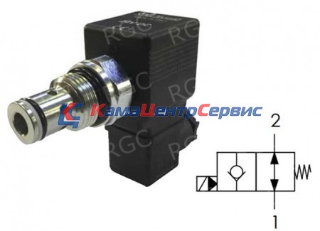 Клапан электромагнитный SAE08 (40л/мин.), НО, порт 2 заперт (двуст.), 12V 